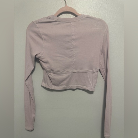 Lululemon Better Best Cut Out Light Pink Ribbed Long Sleeve Cropped Top - Picture 9 of 12